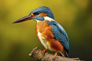 AI generated Kingfisher sitting on the tree branch. AI Generated photo