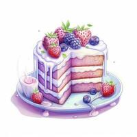 AI generated Set of Cake piece illustration on white background. AI Generated photo