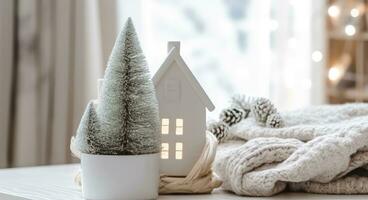 AI generated A cozy concept of festive home decoration for Christmas. AI Generated photo