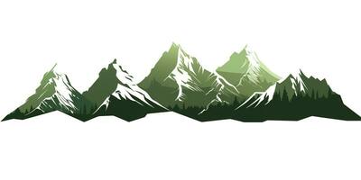 AI generated Green mountain ranges on white background.  AI Generative photo