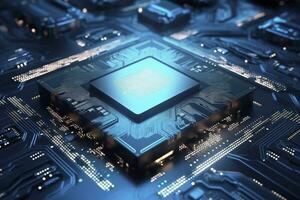 AI generated Futuristic central processor unit. Powerful Quantum CPU motherboard. AI Generated photo