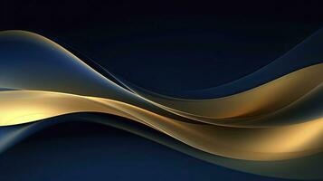 AI generated Gold and navy blue waves abstract. AI Generated. photo