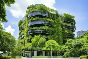 ai generado oficina edificio con verde ambiente. ai generado foto