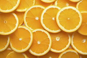 AI generated Orange fruit slices citrus arrangement full frame background. AI Generated photo