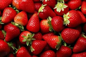 AI generated Texture of fresh strawberries as background. Generative AI photo