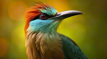 AI generated Turquoise Browed Motmot in vibrant colors. Generative AI photo