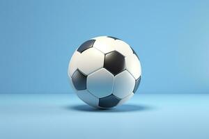 AI generated soccer ball on light blue background. Generative AI photo