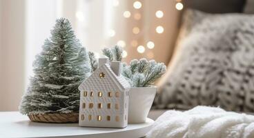 ai generado un acogedor concepto de festivo hogar decoración para Navidad. ai generado foto