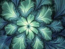 AI generated Aqua and Green psychedelic fractal.  AI Generated photo