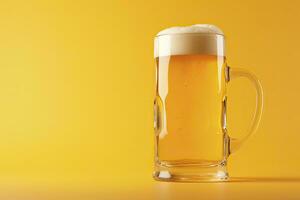 AI generated Beer glass with full beer isolated with a yellow background. AI Generated photo