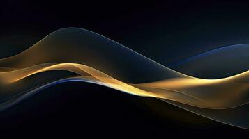 AI generated Gold and navy blue waves abstract. AI Generated. photo