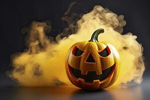 AI generated Halloween pumpkin with steam. AI Generated photo
