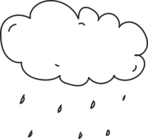 Hand drawn rain clouds illustration on transparent background. png