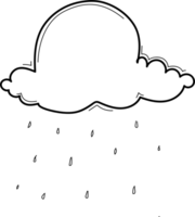 Hand drawn rain clouds illustration on transparent background. png