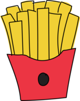 Hand drawn french fries illustration on transparent background. png