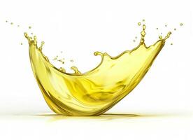 AI generated Olive or engine oil splash, cosmetic serum liquid isolated on white background. Generative AI photo