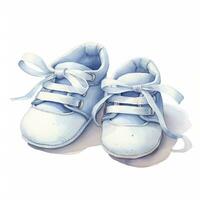 AI generated Watercolor newborn small shoes isolated white background. AI Generated photo