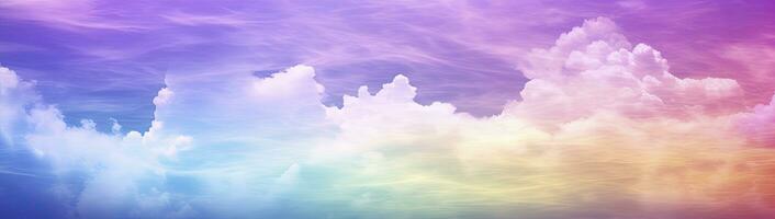 AI generated Rainbow sky with fluffy clouds. Multicolored toned sky. AI Generated. photo