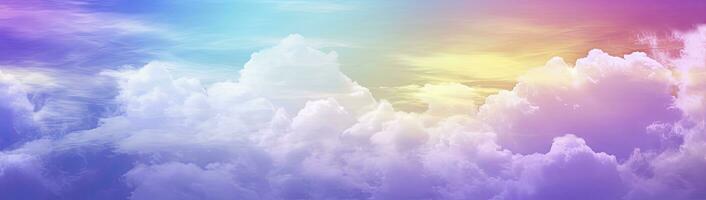 AI generated Rainbow sky with fluffy clouds. Multicolored toned sky. AI Generated. photo