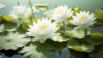 ai generado blanco loto flor en agua. ai generado foto