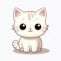 AI generated Cute Kawaii cat clipart icon white background. AI Generated photo