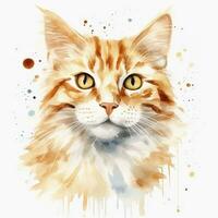 AI generated Watercolor cat clip art on white background. AI Generated photo