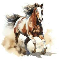 AI generated Horse running in watercolor design. AI Generated photo