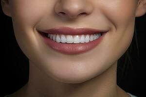 AI generated Close up of a smile with nice white teeth. AI Generated photo