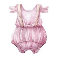 AI generated Pink baby girl romper in watercolors on a white background. AI Generated photo