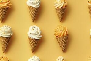 AI generated Incorporate a variety of waffle cones with different ice cream flavors. AI Generated photo