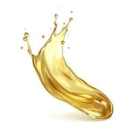 AI generated Golden Oil or Cosmetic essence splash isolated on white background, 3d illustration. AI Generated photo