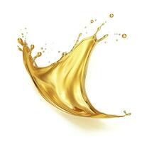 AI generated Golden Oil or Cosmetic essence splash isolated on white background, 3d illustration. AI Generated photo