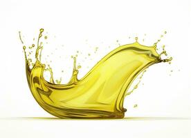 AI generated Olive or engine oil splash, cosmetic serum liquid isolated on white background. Generative AI photo