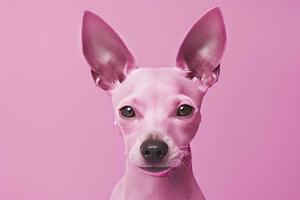 ai generado rosado de colores perro en rosado antecedentes. ai generado foto