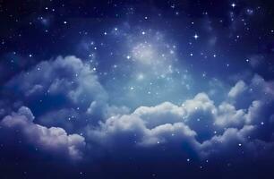 AI generated Space of night sky with clouds and stars. Generative AI photo