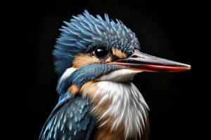 AI generated Kingfisher sitting on the tree branch. AI Generated photo