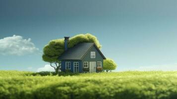 AI generated Green and environmentally friendly housing concept. AI Generated photo