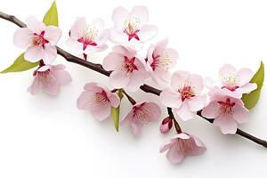 AI generated Sakura flowers isolated on white background. AI Generated photo