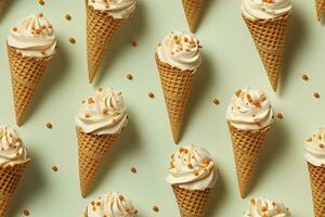 AI generated Incorporate a variety of waffle cones with different ice cream flavors. AI Generated photo