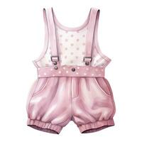 AI generated Pink baby girl romper in watercolors on a white background. AI Generated photo