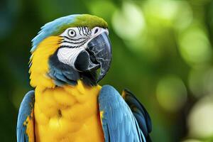 ai generado azul y amarillo guacamayo loro. ai generado foto