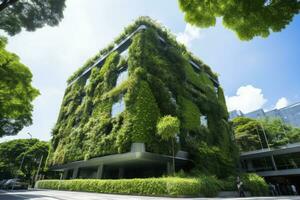 AI generated Office building with green environment. AI Generated photo