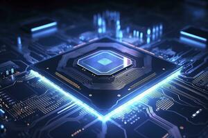 AI generated Futuristic central processor unit. Powerful Quantum CPU motherboard. AI Generated photo