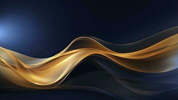 AI generated Gold and navy blue waves abstract. AI Generated. photo