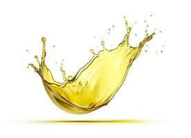 AI generated Olive or engine oil splash, cosmetic serum liquid isolated on white background. Generative AI photo