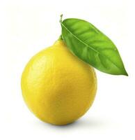 AI generated Lemon with leaf isolated on white background. AI Generated photo