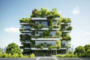 AI generated Office building with green environment. AI Generated photo