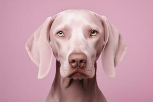 AI generated Pink colored dog on Pink Background. AI Generated photo