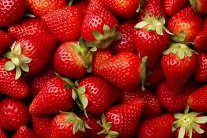 AI generated Texture of fresh strawberries as background. Generative AI photo