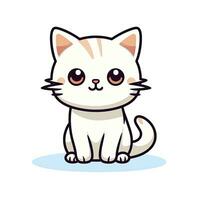 ai generado linda kawaii gato clipart icono blanco antecedentes. ai generado foto